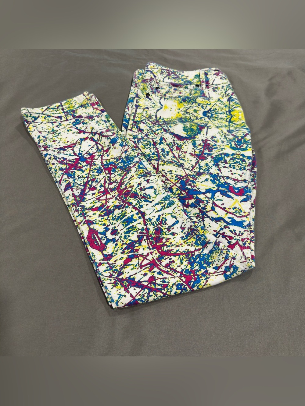 Vintage Y2k Lip Service Jett Fit Splatter Abstract Low Rise Skinny Jeans Sz 11